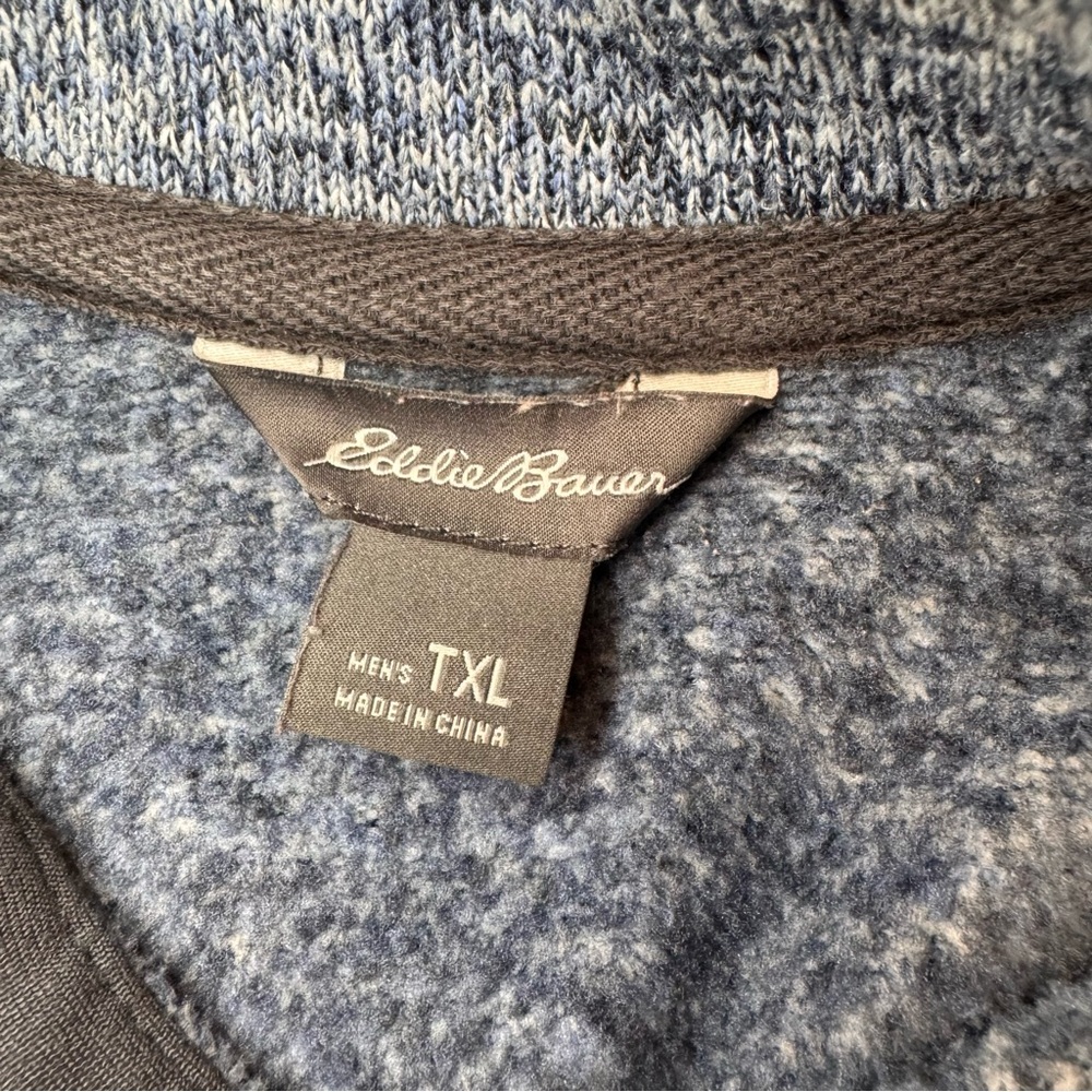 Eddie Bauer Better Sweater Mens XL Blue 1/4 Button Up Pullover - Picture 3 of 9